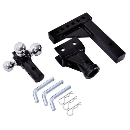Triple Ball Swivel Adjustable Drop Turn Trailer Tow Hitch Mount for 2" Receiver