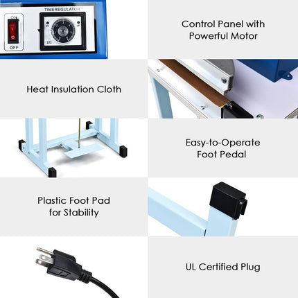110V 12" Foot Pedal Impulse Sealer with Cutter - GoplusUS