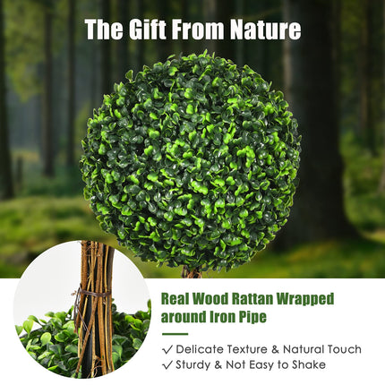 2.5 Ft/3 Ft  Artificial Boxwood Topiary Tree, Fake Greenery Plants Triple Ball Tree - GoplusUS