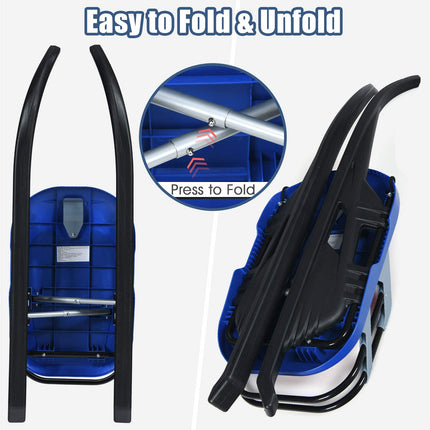 Folding Snow Sled for Kids with Seat, Backrest and Handle - GoplusUS