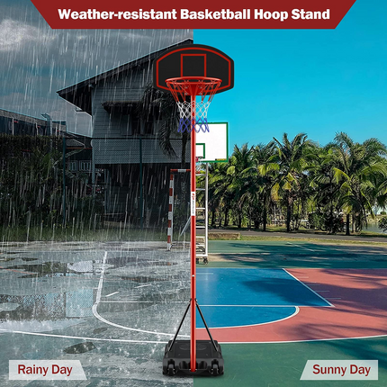Portable Basketball Hoop, Height Adjustable Basketball Goal System [6.5FT-8.5FT] w/Shatterproof Backboard