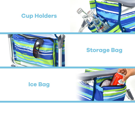 Goplus Backpack Beach Chairs, 2 Pcs Portable Camping Chairs with Cool Bag and Cup Holder (Without Side Table) - GoplusUS