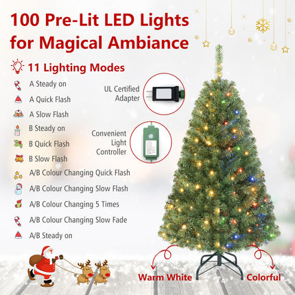 Goplus 4FT/5FT/7FT/8FT/9FT Artificial Christmas Tree | Holiday Decoration Tree with Foldable Metal Stand