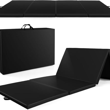 Goplus Folding Gymnastics Mat, 10’ x 4’ x 2’’ Thick Tumbling Mats with PU Leather, Hook & Loop Fasteners