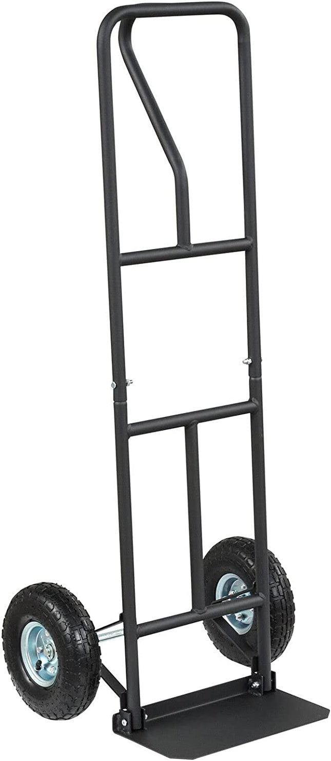 Goplus P-Handle Hand Truck, High Back Sack Barrow with 10" Wheels, Built-in Double Bearings and Foldable Load Plate