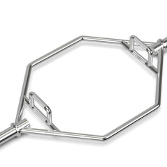 Folding Trap Bar 56" Chrome Finish Hex Weight Lifting Bar Deadlift Bar with Two-Handle - GoplusUS