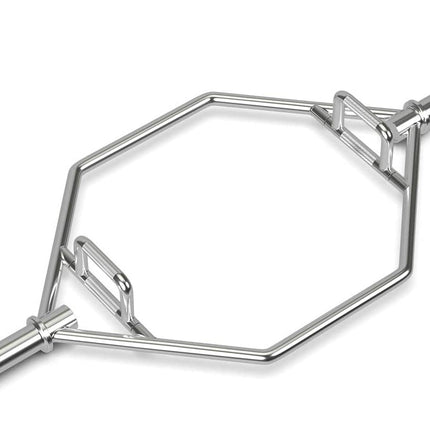 Folding Trap Bar 56" Chrome Finish Hex Weight Lifting Bar Deadlift Bar with Two-Handle - GoplusUS