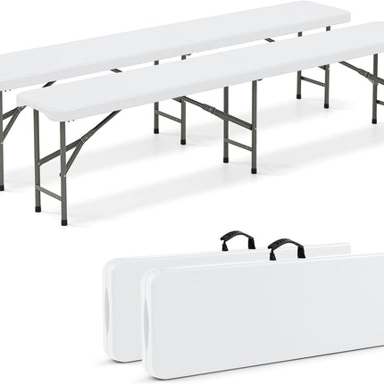 Goplus 6 Feet Plastic Folding Bench, Portable Foldable Bench Seat with 1320 LBS Capacity