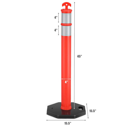 45" Delineator Post Cone, 6 Pack Traffic Cone Safety Barrier with 4" Reflective Collars - GoplusUS