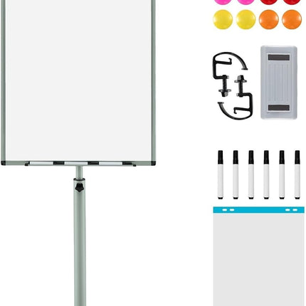 Goplus 40” x 26” Height-Adjustable Dry Erase Board on Wheels with Round Stable Stand