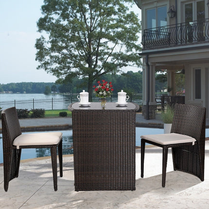 Wicker Bistro Set, Rattan Furniture Set 3 Piece Dining Table