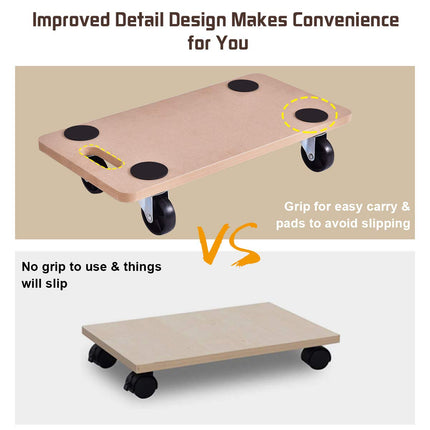 Moving Dolly Heavy Duty Wood Furniture Dollies Movers Carrier (23" x11.5" Platform) - GoplusUS