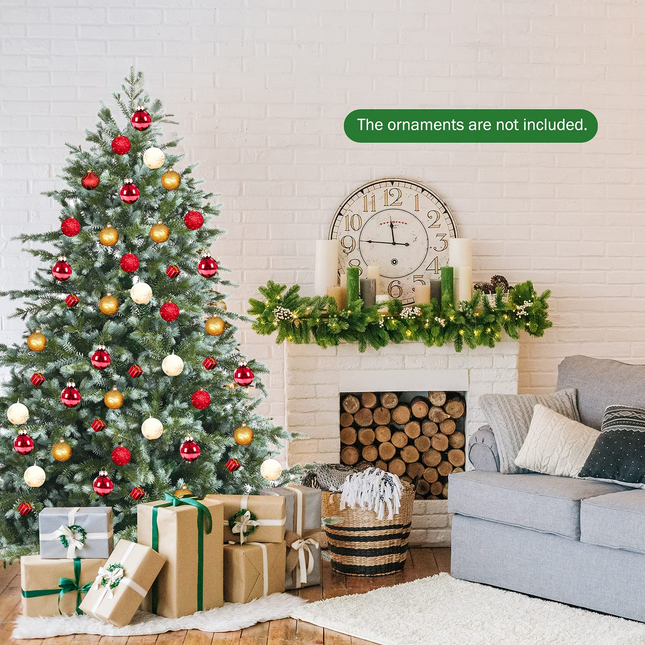 Goplus Artificial Christmas Tree, Metal Stand, Wintry Indoor Decoration for Holiday Festival - GoplusUS