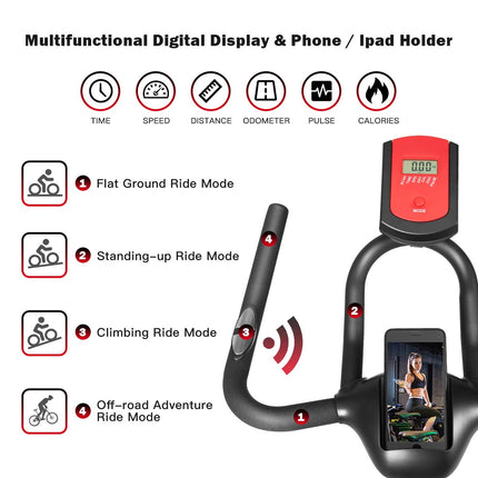 Indoor Cycling Bike, Silent Belt Drive Exercise Bike with Phone Holder - GoplusUS