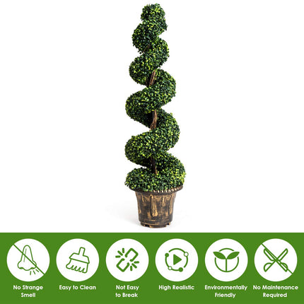 4 Ft Artificial Boxwood Spiral Tree, Fake Greenery Plants - GoplusUS