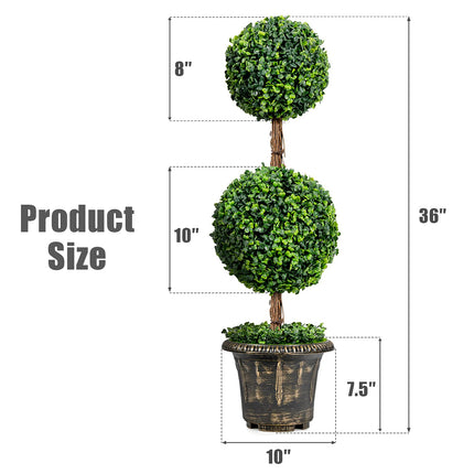 3 Ft /4 Ft Artificial Boxwood Topiary Tree, Fake Greenery Plants Ball Tree - GoplusUS