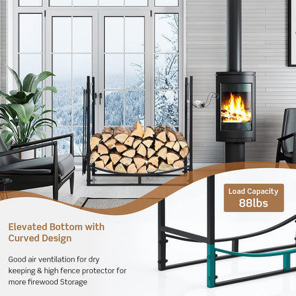 Firewood Rack with Tool Set  36' /30' Fireplace Log Holder - GoplusUS