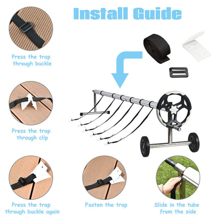 21FT Pool Cover Reel Set, Aluminum Pool Solar Cover Reel - GoplusUS