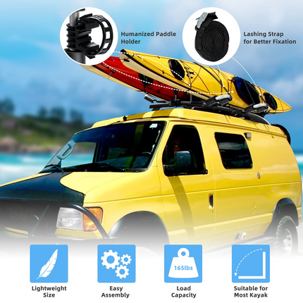 Goplus 2 Pair J-Bar Kayak Roof Rack, Universal Folding Rack Carrier for Canoe, SUP - GoplusUS