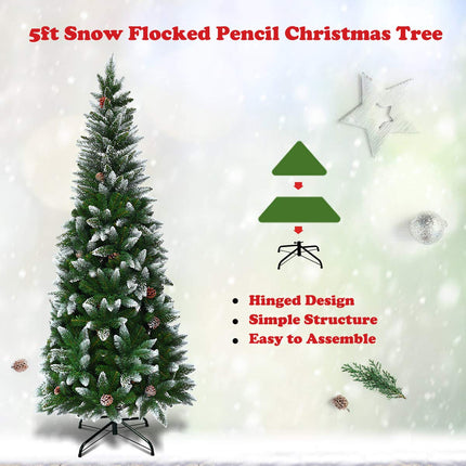 5ft, 6FT 7.5FT Artificial Pencil Christmas Tree - GoplusUS