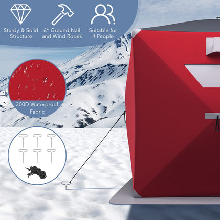 Portable Ice Shelter Pop-up Ice Fishing Tent Shanty 3-4 Person