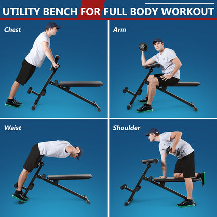 Multifunctional Weight Bench, Foldable Exercise Bench with Adjustable Positions - GoplusUS