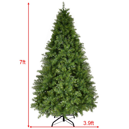 Goplus Pre-Lit Christmas Tree Artificial PVC with 700 LED Lights and Solid Metal Legs (7ft) - GoplusUS