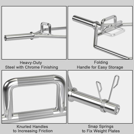 56" Olympic Hex Bar, Foldable Barbell Trap Bar with Knurled Handles - GoplusUS