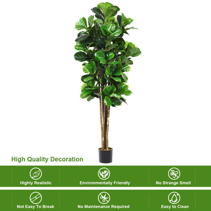 Goplus Fake Fiddle Leaf Fig Tree Artificial Greenery Plants - GoplusUS