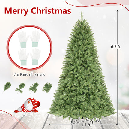 Goplus Artificial Christmas Tree | Unlit Hinged Full Xmas Tree with Folding Metal Stand