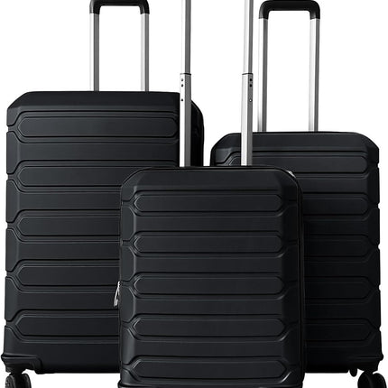 Goplus 3 Piece Cross Stripe Luggage Set with 360° Spinner Wheels & Telescope Handles