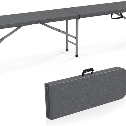 Goplus 6 Feet Plastic Folding Bench, Portable Foldable Bench Seat with 1320 LBS Capacity