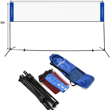 Portable Badminton Net, 2.5' to 5' Height Adjustable - GoplusUS