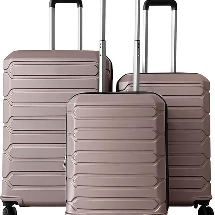 Goplus 3 Piece Cross Stripe Luggage Set with 360° Spinner Wheels & Telescope Handles