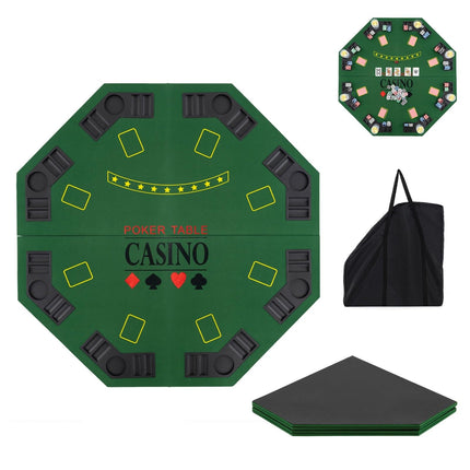 Goplus 48" Foldable Octagonal Poker Table Top | Portable Poker Mat for Texas Hold'em