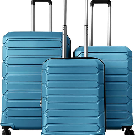 Goplus 3 Piece Cross Stripe Luggage Set with 360° Spinner Wheels & Telescope Handles