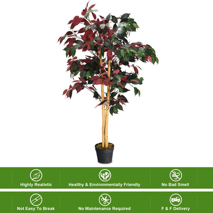 4FT Fake Tree Artificial Greenery Plants in Nursery Pot Decorative Trees - GoplusUS