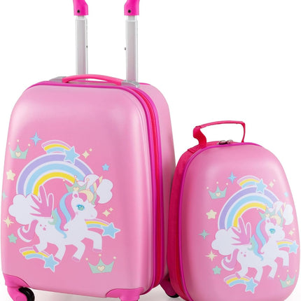 Goplus 2PC Kids Luggage, 12" & 16" Kids Carry On Luggage Set, Lightweight Spinner Suitcases for Boys and Girls