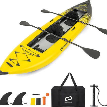 Goplus 12.5 ft Inflatable Tandem Kayak | 1-2 Person Canoe | 507 lbs Capacity | Includes All Accessories & Carry Bag