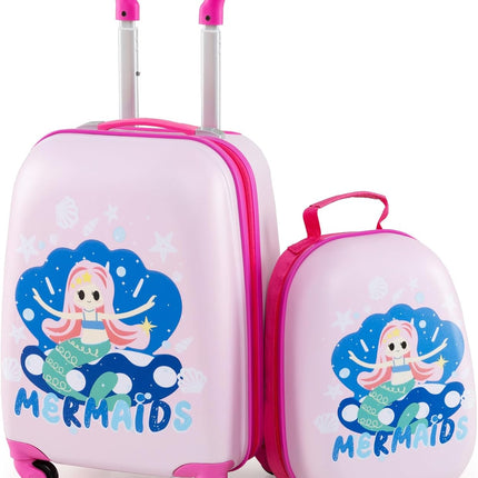 Goplus 2PC Kids Luggage, 12" & 16" Kids Carry On Luggage Set, Lightweight Spinner Suitcases for Boys and Girls