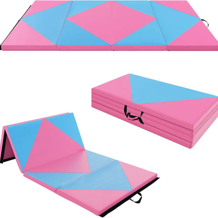 Goplus 8' x 4' x 2" Folding Tumbling Mat with Carry Handles, Hook & Loop Fasteners