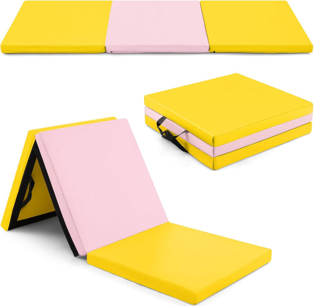 Goplus 6’ x 2’ x 2’’ Thick Tri-Fold Exercise Tumbling Mat w/Carrying Handles