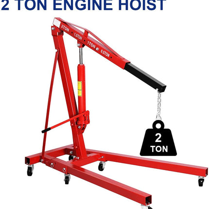 2 Ton Folding Engine Hoist Cherry Picker Shop Crane Hoist Lift - GoplusUS