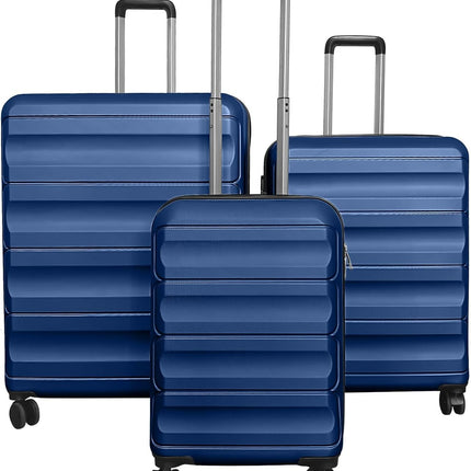 Goplus 3 Piece Wide Cross Stripe Luggage Set with 360° Spinner Wheels & Telescope Handles