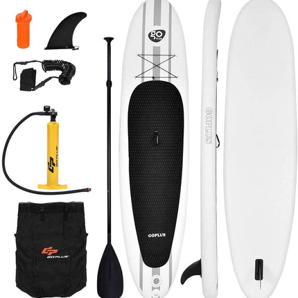 Inflatable 10'  StandUp Paddle Board Package w/ Leash Fin Adjustable Paddle Pump Kit Carry Backpack, 6" Thick - GoplusUS