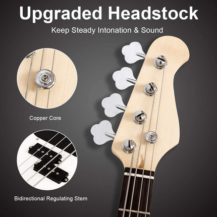 Electric Bass Guitar Full Size 4 String with Strap Guitar Bag Amp Cord - GoplusUS