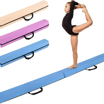 Goplus 7 FT Folding Balance Beam, Foam Floor Gymnastic Beam w/Removable Suede Cover, Non-Slip Bottom