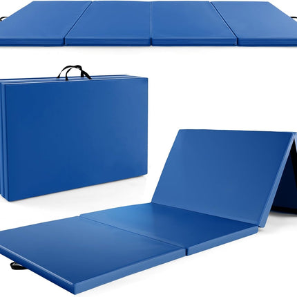 Goplus Folding Gymnastics Mat, 10’ x 4’ x 2’’ Thick Tumbling Mats with PU Leather, Hook & Loop Fasteners