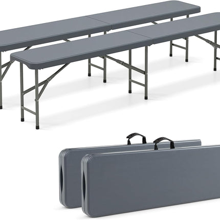 Goplus 6 Feet Plastic Folding Bench, Portable Foldable Bench Seat with 1320 LBS Capacity