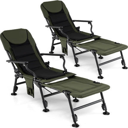Goplus Oversized Foldable Fishing Chair with Detachable Footrest for Adults